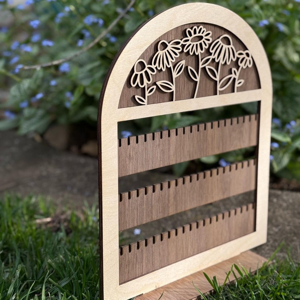 Wood Earring Display Stand – Walnut & Maple - Picture 3 of 4